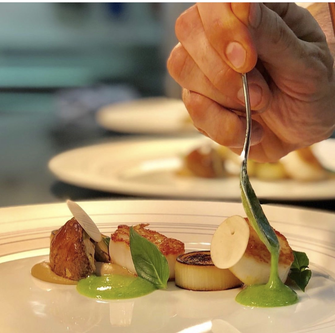 Bespoke seared scallops business aviation LGKR Corfu